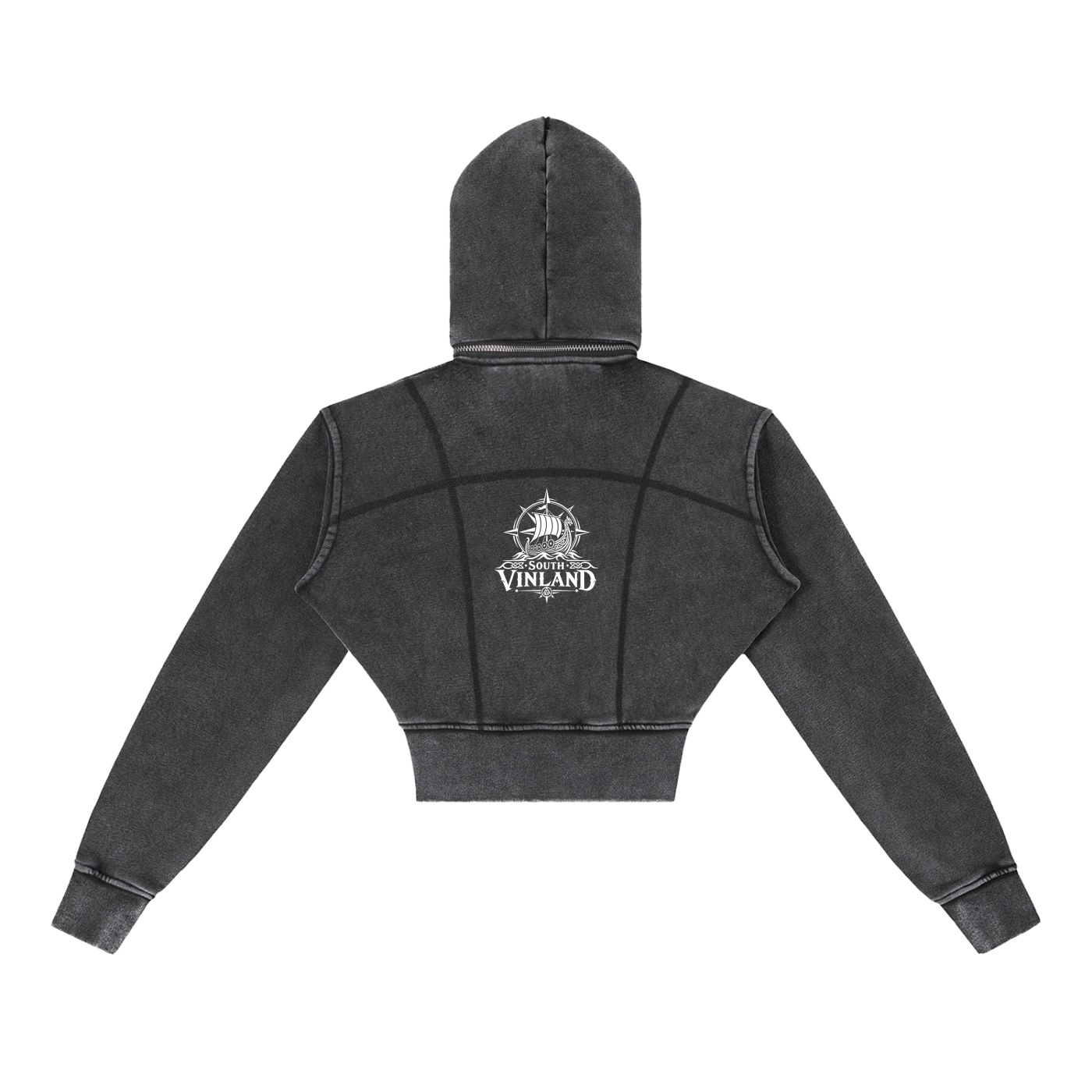 South Vinland – Women’s Washed Cropped Fleece Hoodie - Image 2